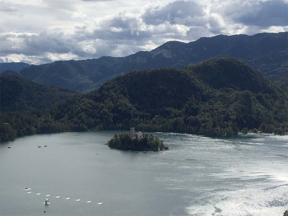 Island in Bled Lake in Slovenia