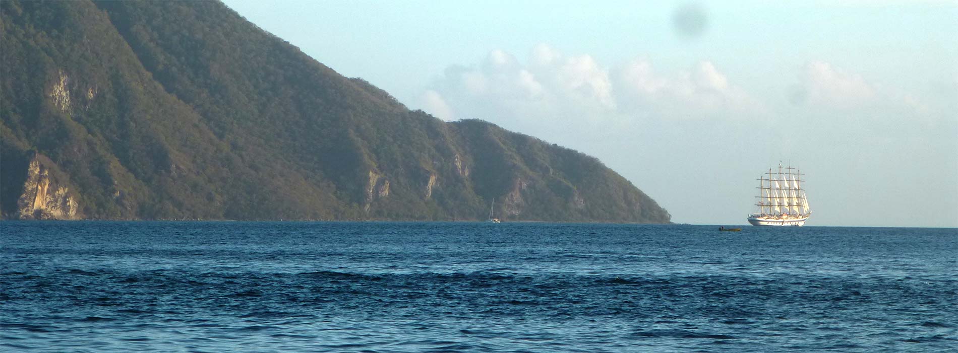 Sailboat in St. Lucia in the Caribbean, next to the Pitons