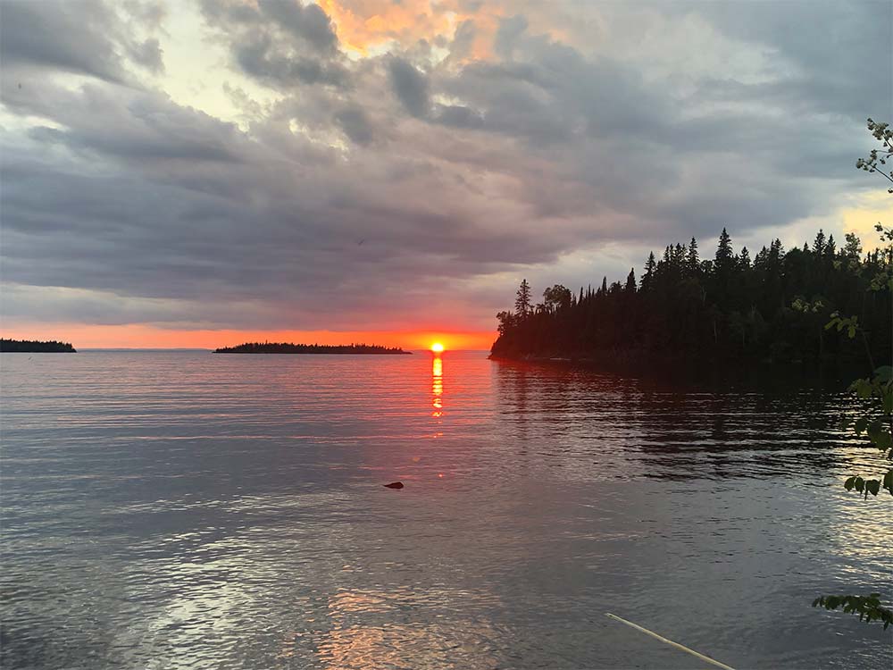 sunset at Todd Harbor Campground, Isle Royale National Park.